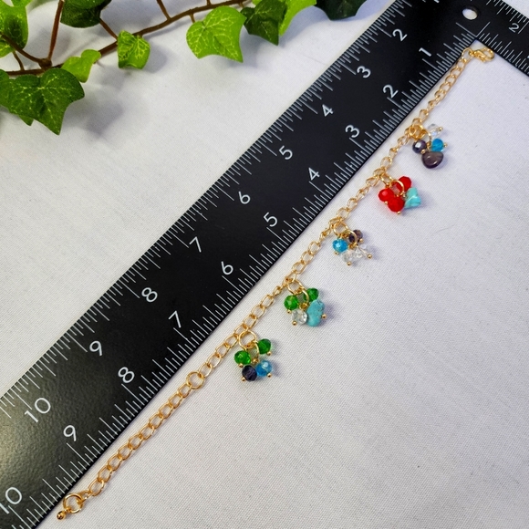 Gold with Natural and Crystal Stones Necklace Bracelet and Earrings Set - Picture 7 of 10